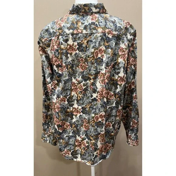 VTG LL Bean Cotton Floral Button Up Shirt 20 XXL Cottage Core Preppy Prairie - Picture 2 of 10
